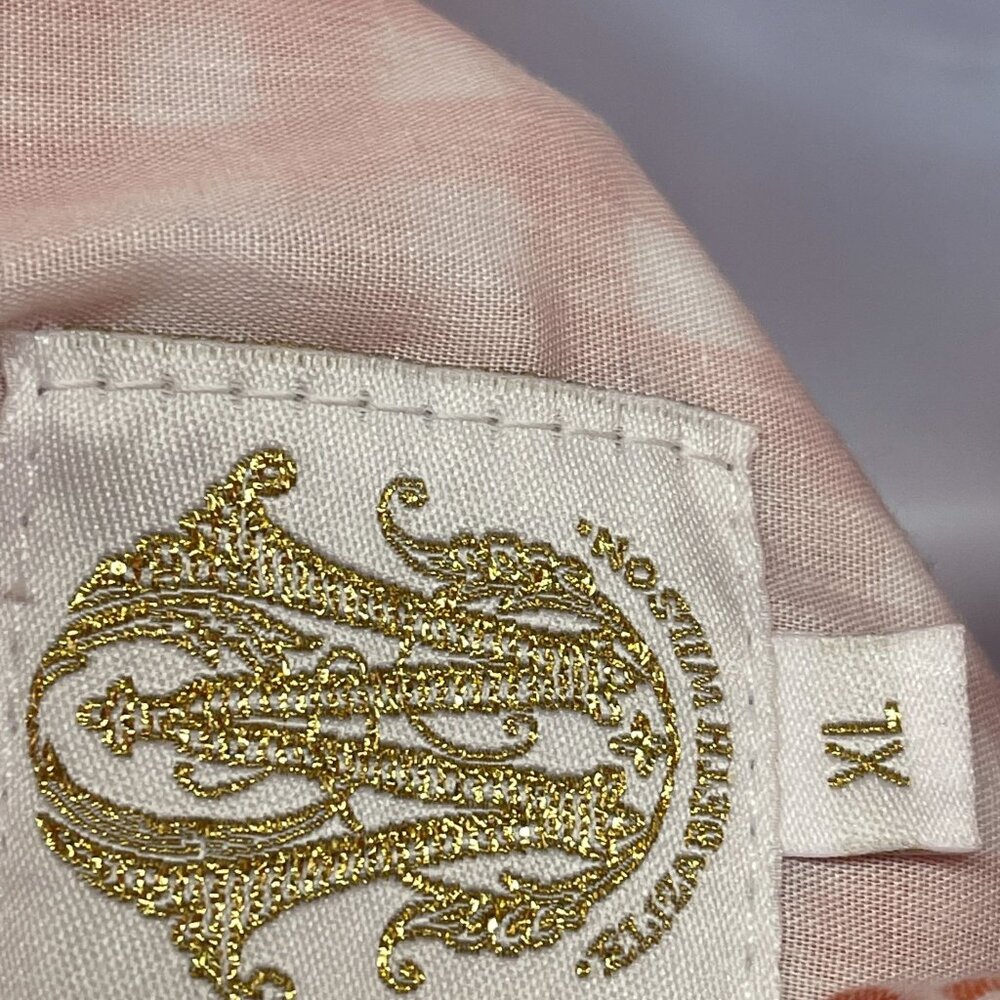 Elizabeth Wilson Katherine Top Gingham Plaid Check Ruffle Neck Orange White XL - Picture 8 of 9